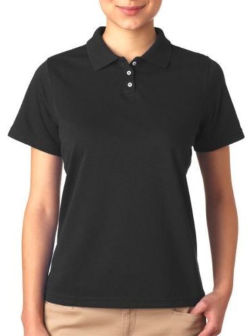 Outer Banks Cool Dri Polo Shirt Women Small Black NWT Cotton Blend Short Sleeves
